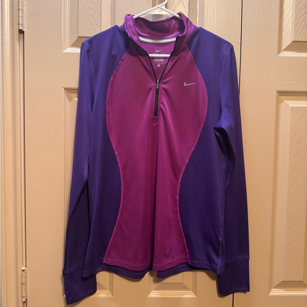 Nike Running 1/4 Zip Womens Dri Fit Long Sleeve‎ Pullover Large NWT Purple